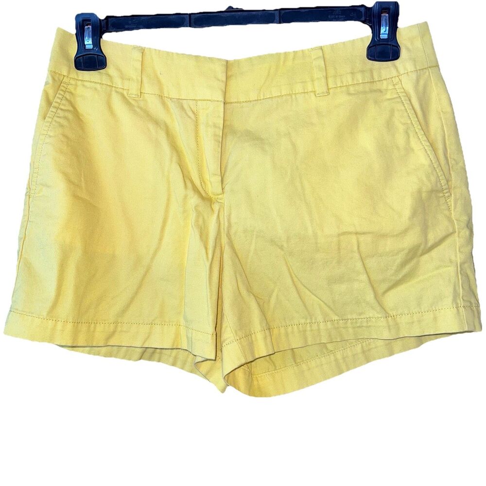 LOFT Yellow Chino Shorts Cotton Twill Flat Front Pockets 4” Short Size 6
